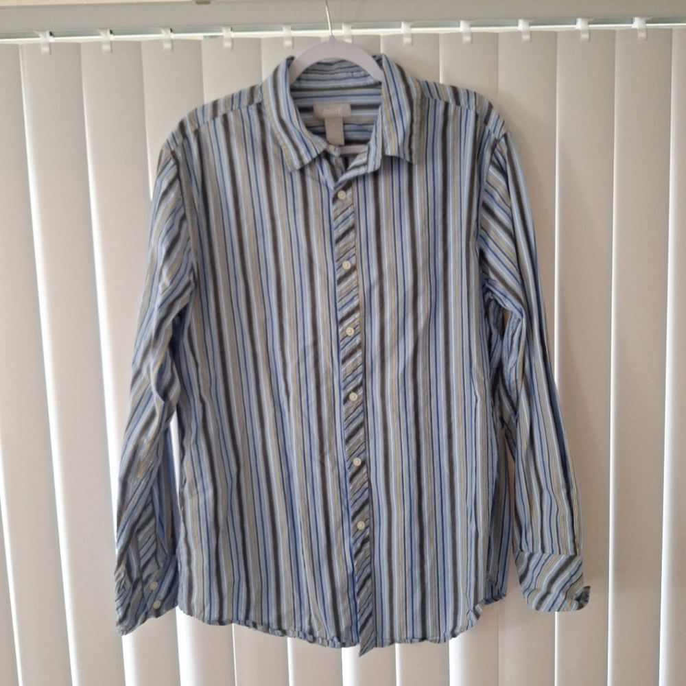 Utility Blue Striped Button Front Shirt